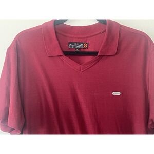G by GUESS Men's Polo‎ Shirt XL Red Short Sleeve Fitted Cut Collared Logo Plate